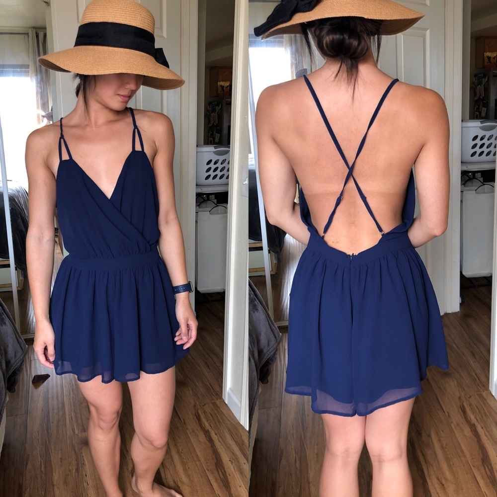 ❌SOLD❌ Sexy Backless Romper Navy